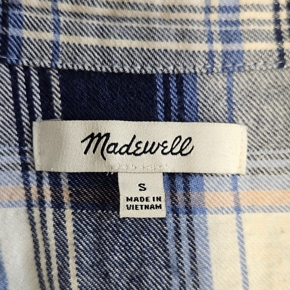 Madewell Flannel Long-Sleeve Boxy Shirt in Herringbone, Size Small - Picture 2 of 4
